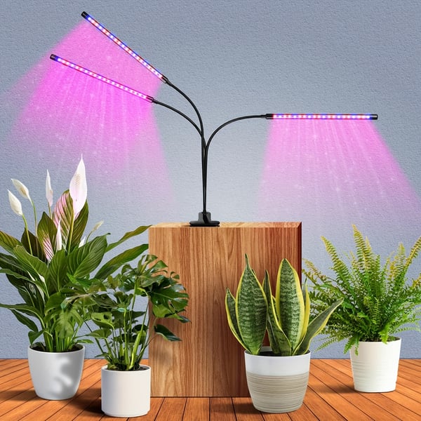 LED Växtbelysning – Trippel Växtlampa Full Spektrum med Klämma