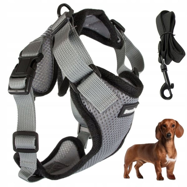 Mjukt och Tryckfritt Hundsele med Reflexdetaljer M Grå