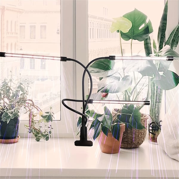 LED Växtbelysning – Trippel Växtlampa Full Spektrum med Klämma