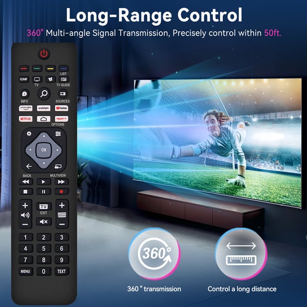Philips-yhteensopiva TV-kaukosäädin | Universaali Kaikille Philips Smart TV, LED, LCD, HDTV, 3D