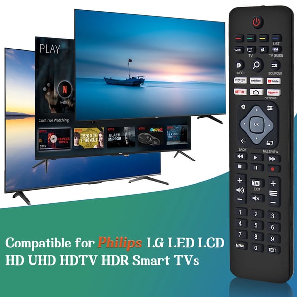 Philips-yhteensopiva TV-kaukosäädin | Universaali Kaikille Philips Smart TV, LED, LCD, HDTV, 3D