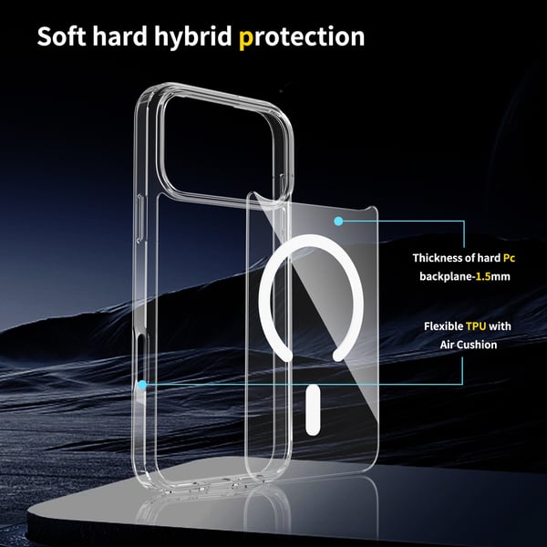 iPhone 17 Pro Magnetisk Mobilcover Magsafe Kompatibel Gennemsigtig