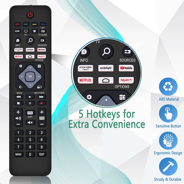 Philips-yhteensopiva TV-kaukosäädin | Universaali Kaikille Philips Smart TV, LED, LCD, HDTV, 3D