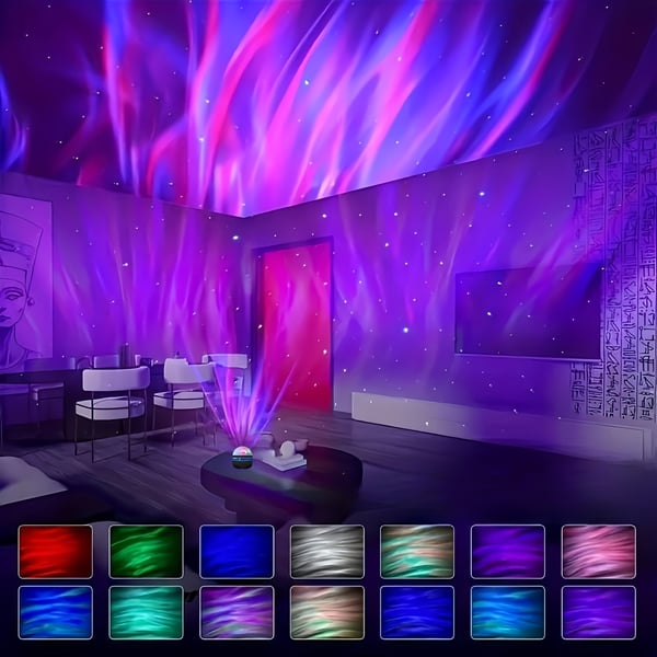 Mini Roterende RGB Nordlys Aurora LED Projektor Nattelys