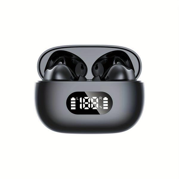 Trådlösa Bluetooth In-Ear Hörlurar med LED-Laddningsetui och Mikrofon Svart