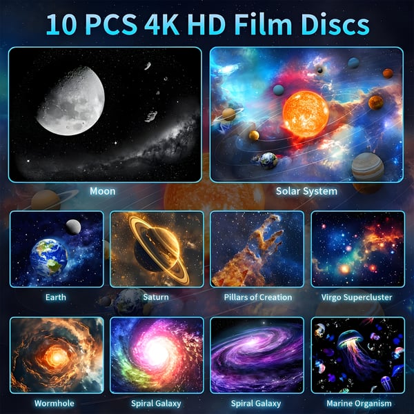 4K Planetarium NASA Rymdprojektor Galaxy Lampa