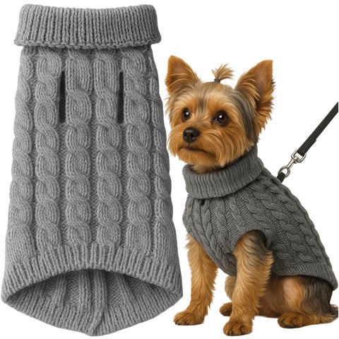 Strikket Trøje til Hund og Kat M Grå Strikket Trøje til Hund og Kat M Grå