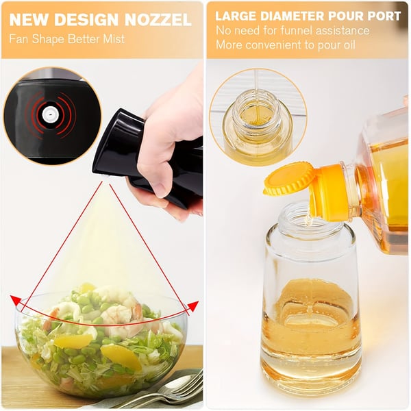 Olieflaske med Sprayfunktion i Glas 200ml Sort
