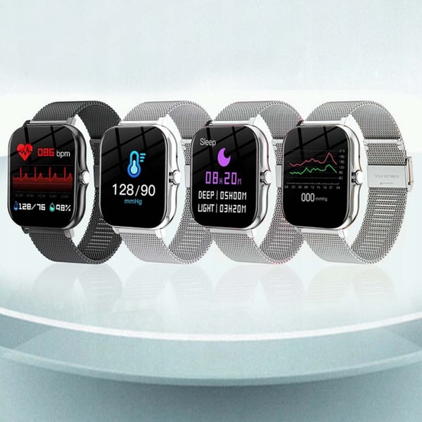 FitPro Smartklokke med 2 stk Armbånd | Måler Puls, Blodtrykk, Søvn og Bevegelse Sølv