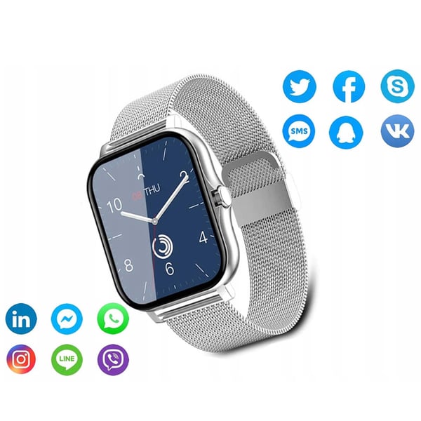 FitPro Smartklokke med 2 stk Armbånd | Måler Puls, Blodtrykk, Søvn og Bevegelse Sølv