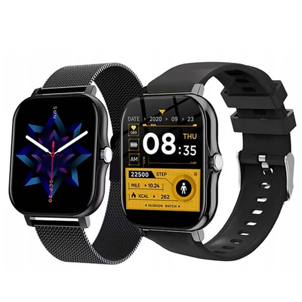 FitPro Bluetooth-älykello kahdella rannekkeella | Pulssi, Verenpaine, Uni ja Liike Musta