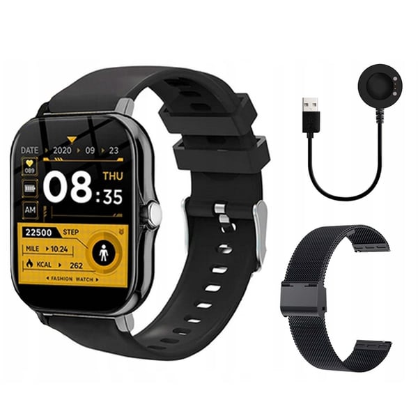 FitPro Bluetooth-älykello kahdella rannekkeella | Pulssi, Verenpaine, Uni ja Liike Musta