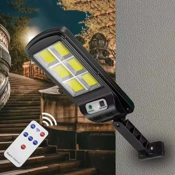 LED Strålkastare 90W med Solcell, Rörelsevakt och Skymningssensor IP67
