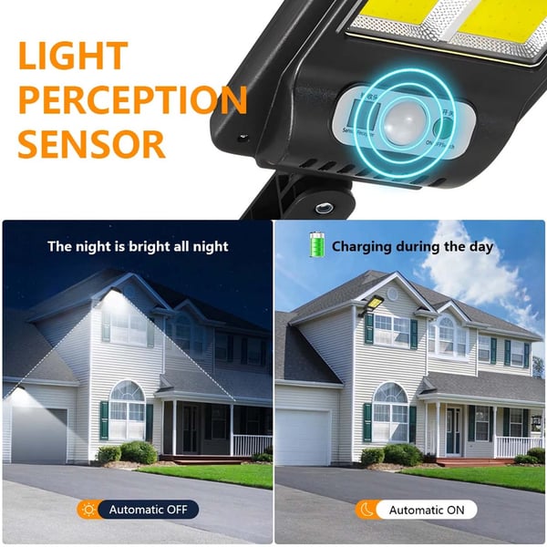 LED Strålkastare 90W med Solcell, Rörelsevakt och Skymningssensor IP67