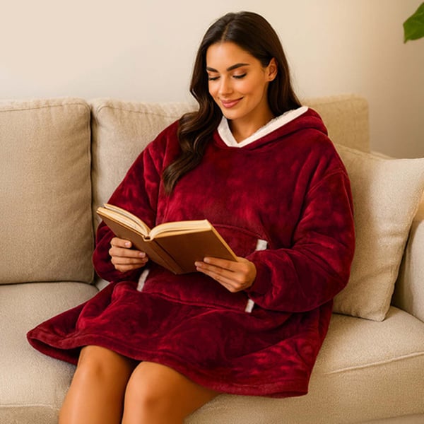 Oversize Fleece Sweatshirt Blanket Röd
