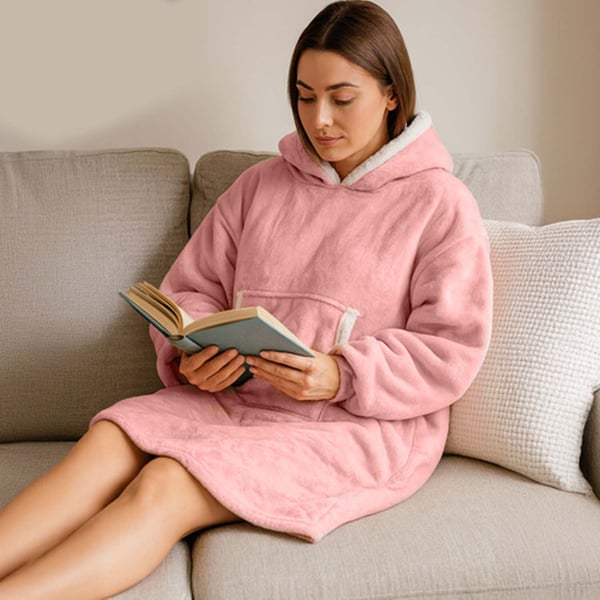 Oversize Hoodie Tæppe med Ærmer Rosa