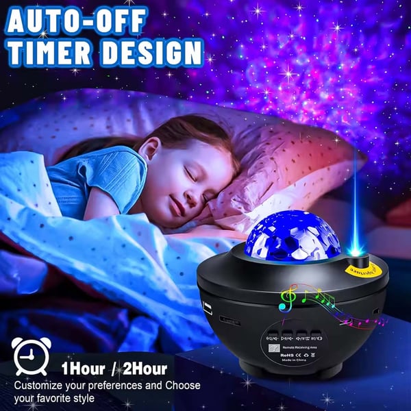 RGB Tähtiprojektori LED Yövalo Bluetooth-kaiuttimella ja kaukosäätimellä