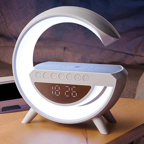Trådlös Laddare 15W med RGB Nattlampa, Bluetooth Högtalare och FM-radio