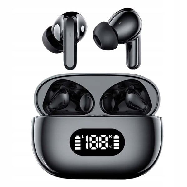 Trådlösa Bluetooth In-Ear Hörlurar med LED-Laddningsetui och Mikrofon Svart