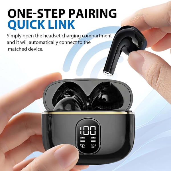 TWS Trådløse In-Ear Hodetelefoner ENC, Bluetooth 5.3, LCD-skjerm og Touchkontroller Rosa