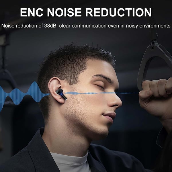TWS Trådløse In-Ear Hodetelefoner ENC, Bluetooth 5.3, LCD-skjerm og Touchkontroller Rosa