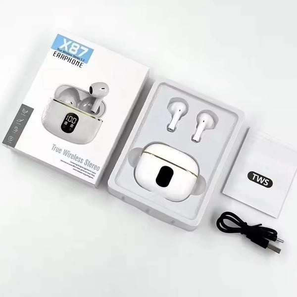 TWS Trådløse In-Ear Hodetelefoner ENC, Bluetooth 5.3, LCD-skjerm og Touchkontroller Rosa