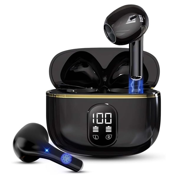 TWS Trådlösa In-Ear Hörlurar ENC, Bluetooth 5.3, LCD‑display och Touchkontroller Svart