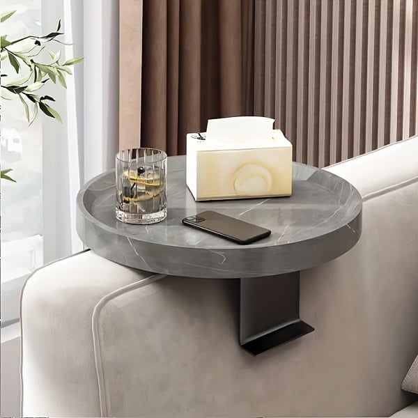 Armstödsbricka Soffa | Bord för Soffarmstöd | Justerbar, 30cm Grå Marmor