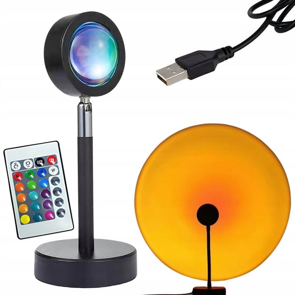 Auringonlaskulamppu Sunset Lamp Tunnelmavalaistus RGB Kauko-ohjain