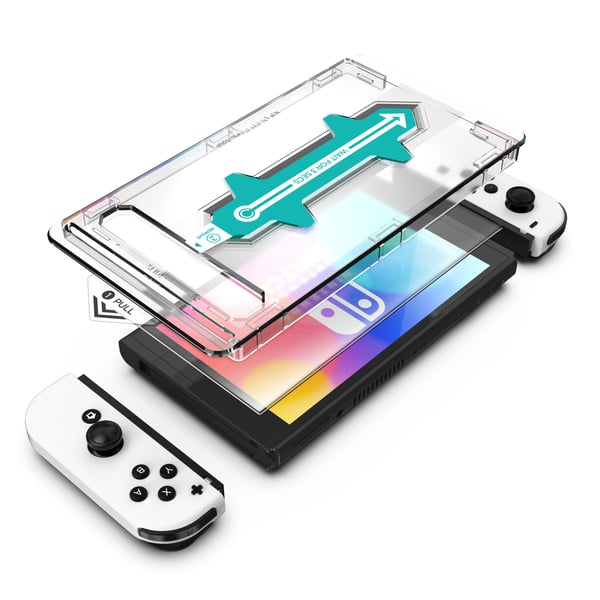 Hærdet glas skærmbeskyttelse til Nintendo Switch OLED – 9H ridsefrit, nem, boblefri montering