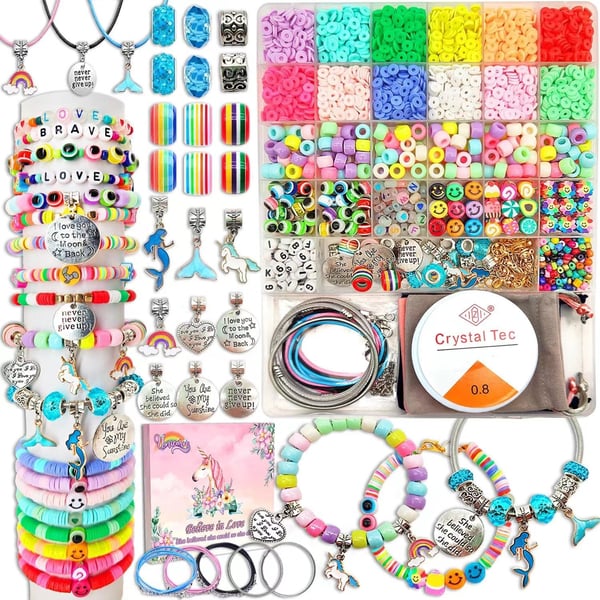 DIY Smyckesset för Armband och Halsband – Extra Stort Pärlkit med 48 Färger och Tillbehör