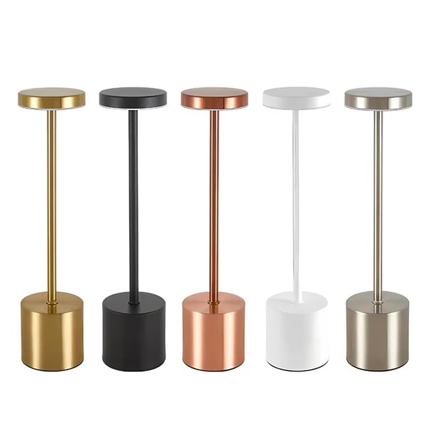 Oppladbar LED Bordlampe i Metall Hvit