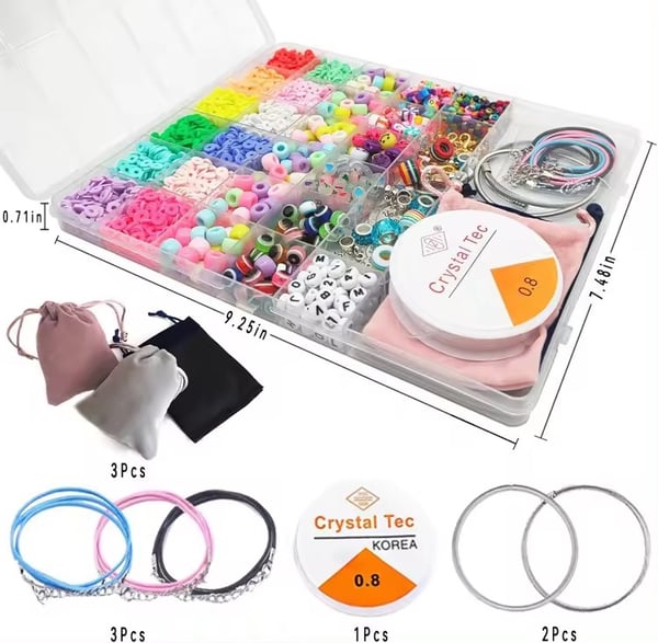 DIY Smyckesset för Armband och Halsband – Extra Stort Pärlkit med 48 Färger och Tillbehör