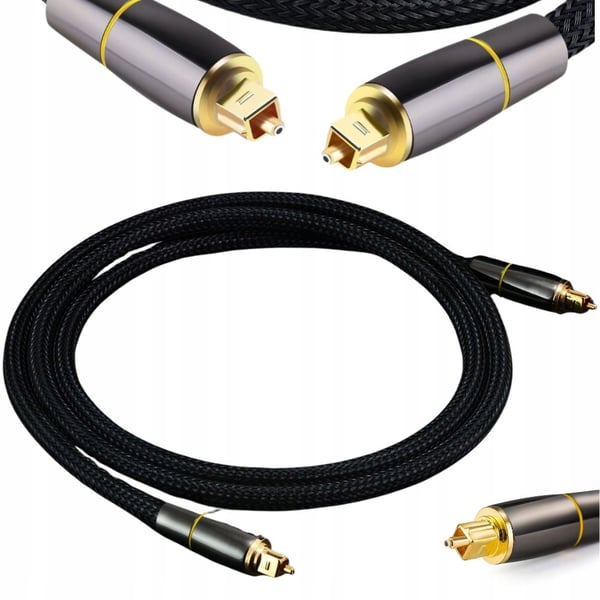 Flätad Optisk Toslink-Kabel Guldpläterad 3m