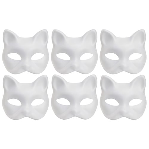 DIY-kattemasker 6-pak med filt, falsk pels og dekorationer – Therian pysselsæt til børn, fester og maskerader
