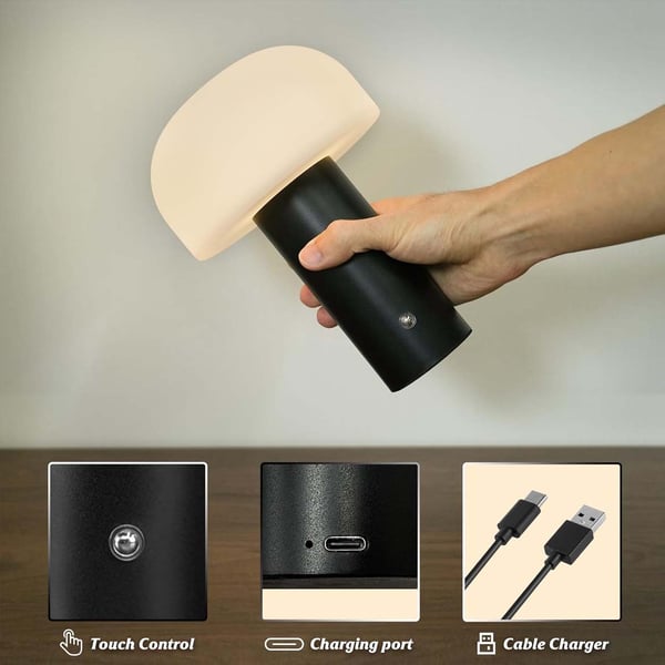 Retro Bordlampe Sopp | Trådløs Oppladbar LED Lampe Grønn