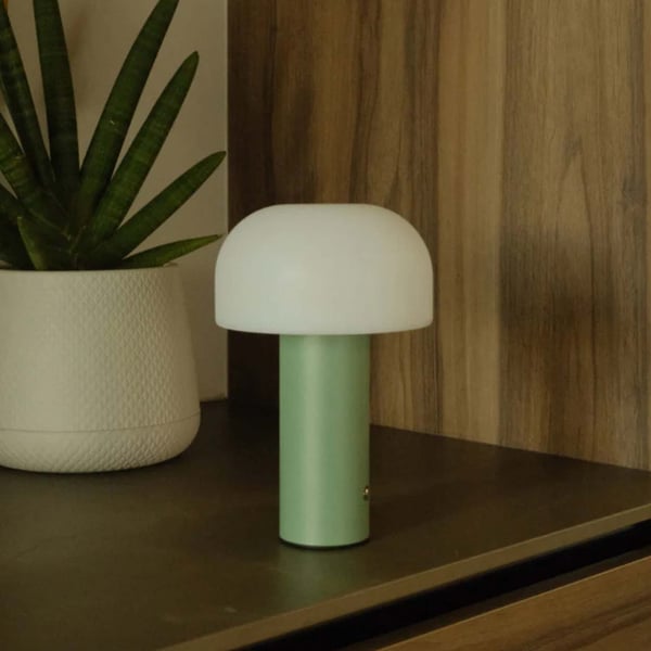 Retro Bordlampe Sopp | Trådløs Oppladbar LED Lampe Grønn