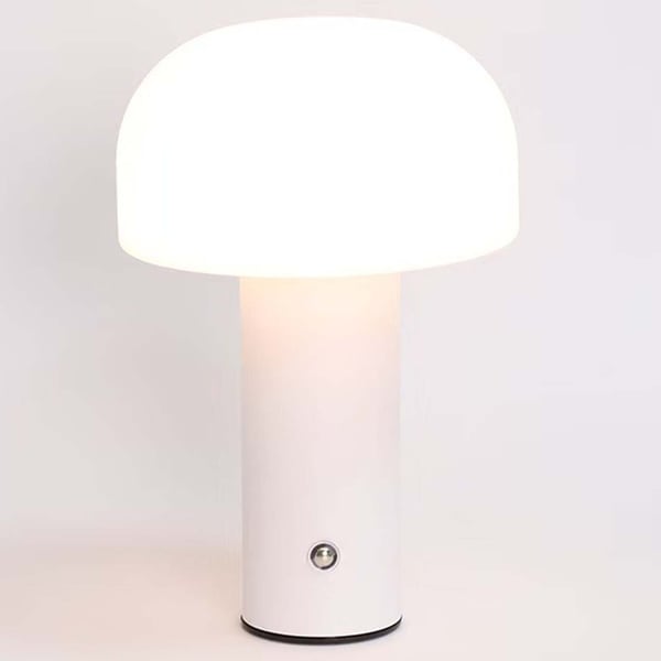 Retro Bordlampe Sopp | Trådløs Oppladbar LED Lampe Hvit