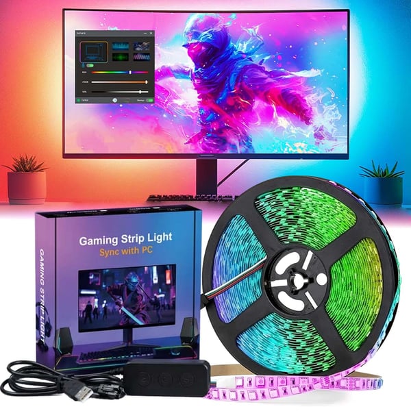 PC Sync RGBIC LED Strip för 32″ Monitor – Ambilight, Gaming, USB