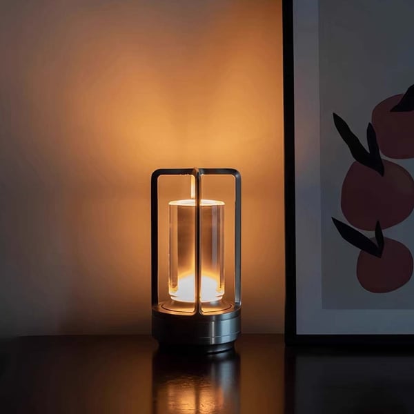 Trådløs LED-lampe | Oppladbar bordlampe i metalllykt sølv