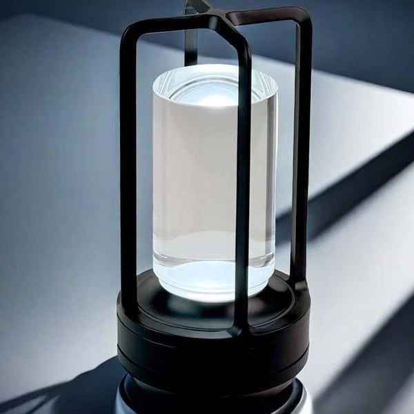Sladdlös LED Lampa | Uppladdningsbar Bordslampa i Metall Lykta Svart
