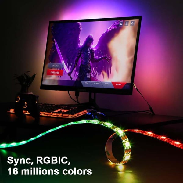 Smart RGBIC Monitorlys – PC Sync Ambilight for 34-tommers skjermer