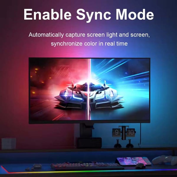 Smart RGBIC Monitorlys – PC Sync Ambilight for 34-tommers skjermer