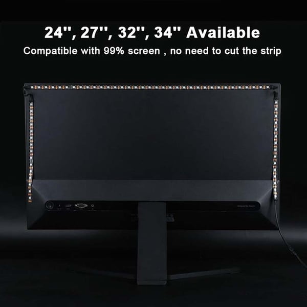 Smart RGBIC Monitorlys – PC Sync Ambilight for 34-tommers skjermer
