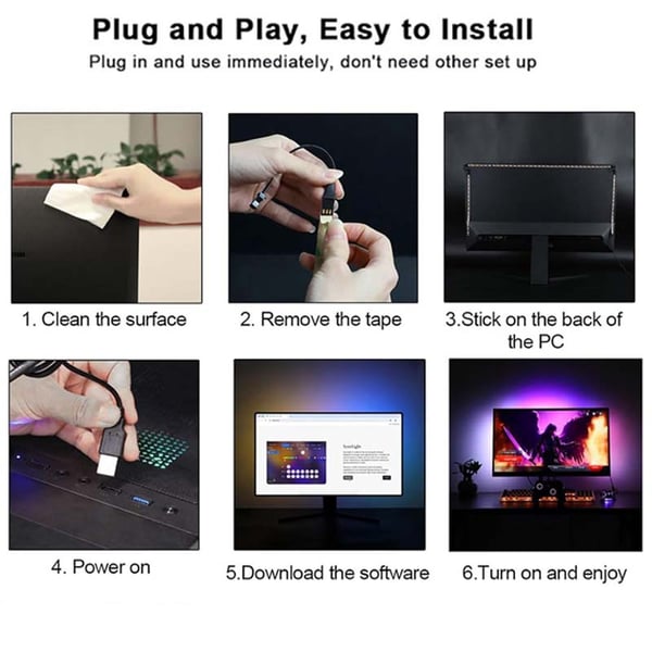 Smart RGBIC Monitorlys – PC Sync Ambilight for 34-tommers skjermer