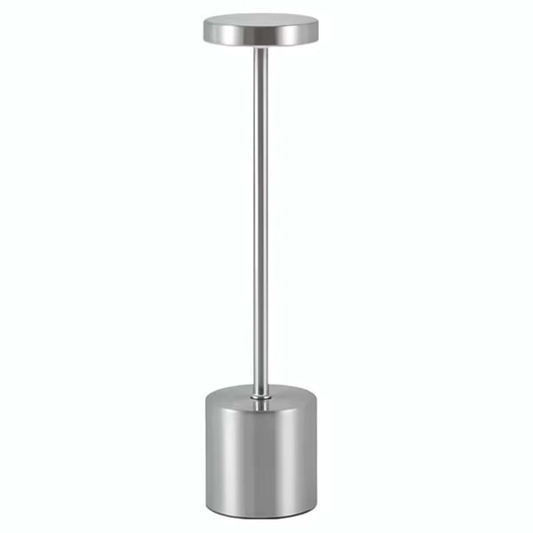 Genopladelig LED Bordlampe i Metal Sølv