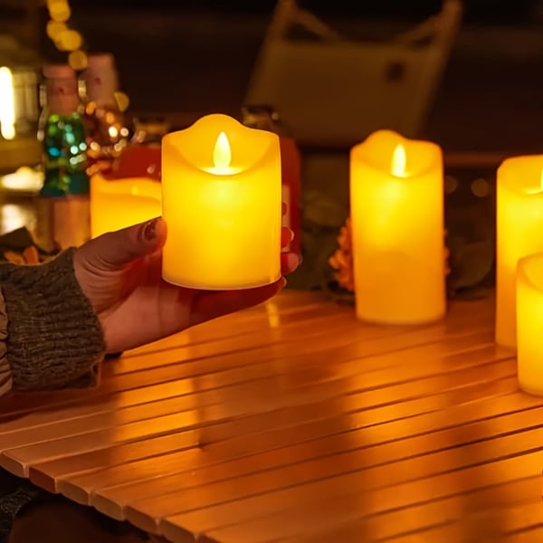 12-Pack Batteridrevne LED-Lys med Flammende Flamme 7cm