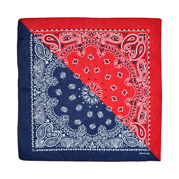 Bandana i Satinvävd Bomull – Tvåfärgad Paisley Röd-Marinblå