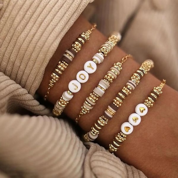 DIY Perlesett i Nøytrale Farger – Smykkesett for Armbånd & Tilbehør