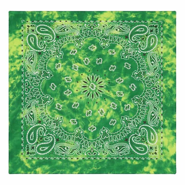 Bandana i Batikfärgad 100% Bomull – Paisleymönster 53×53 cm, Grön